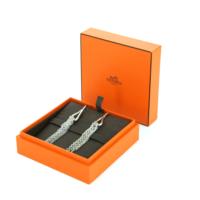 Hermès Licol pendants earrings in silver - Detail D2