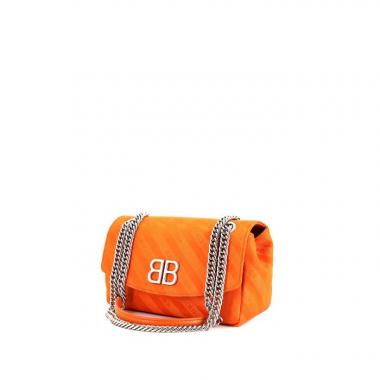 Borsa a tracolla Balenciaga BB Chain in tela siglata arancione