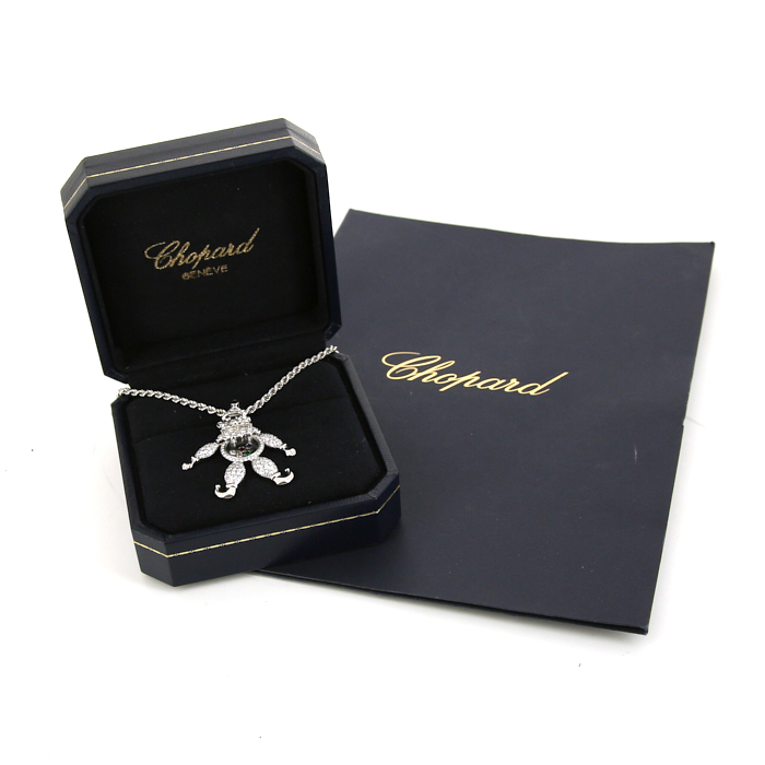 Collana Chopard Happy Diamonds modello grande in oro bianco,  diamanti e zaffiri, in rubini e smeraldo - Detail D2