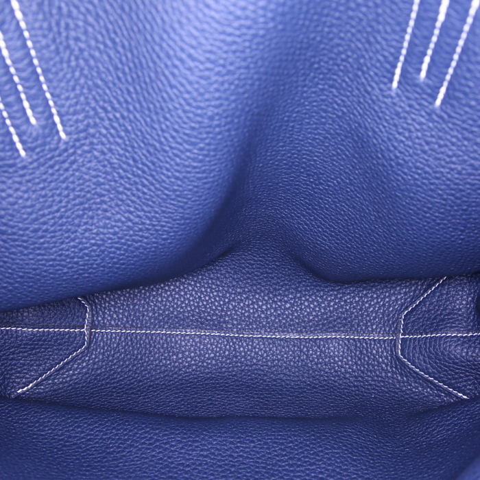 Hermes Double Sens shopping bag in gold and blue togo leather - Detail D2