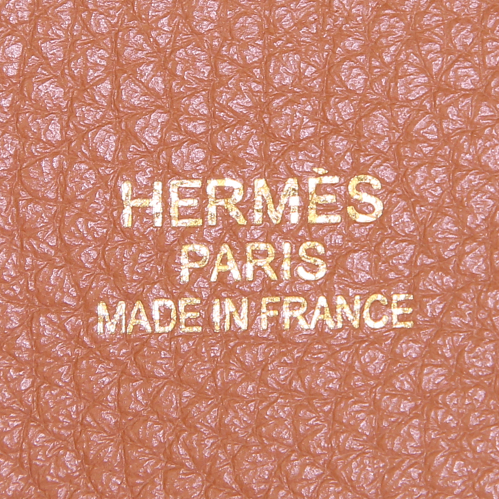 Sac cabas Hermes Double Sens en cuir togo gold et bleu - Detail D3