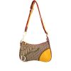 Dior Saddle Rasta shoulder bag in beige, yellow and green monogram canvas Oblique and red leather - 00pp thumbnail