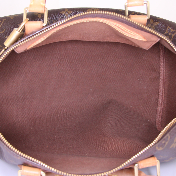 Louis Vuitton Speedy 35 handbag in brown monogram canvas and natural leather - Detail D2
