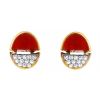 Vintage earrings for non pierced ears in yellow gold,  coral and diamonds - 00pp thumbnail