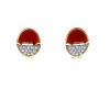 Vintage earrings for non pierced ears in yellow gold,  coral and diamonds - 360 thumbnail