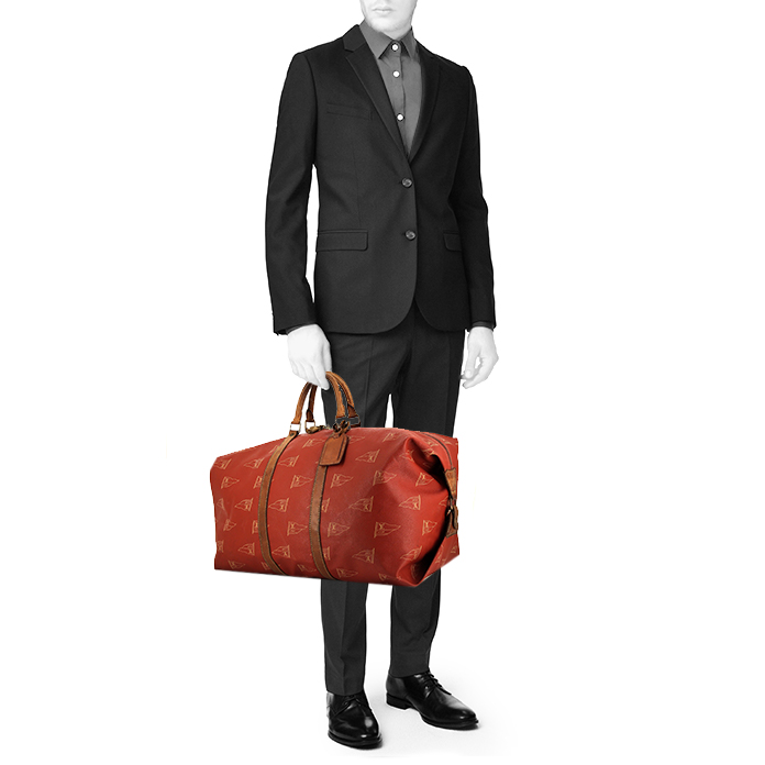 Louis Vuitton America's Cup travel bag in red monogram canvas and natural leather - Detail D1