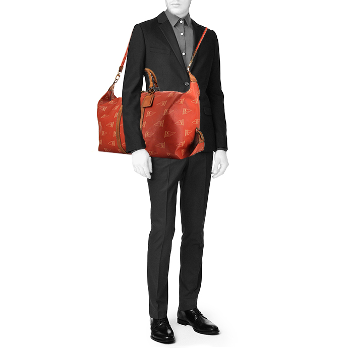 Louis Vuitton America's Cup travel bag in red monogram canvas and natural leather - Detail D2