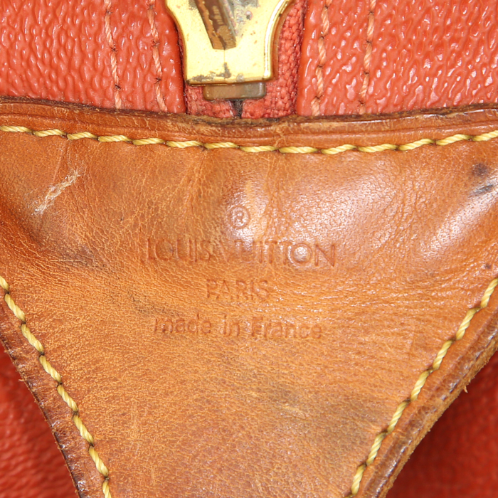 Bolsa de viaje Louis Vuitton America's Cup en lona Monogram revestida roja y cuero natural - Detail D4