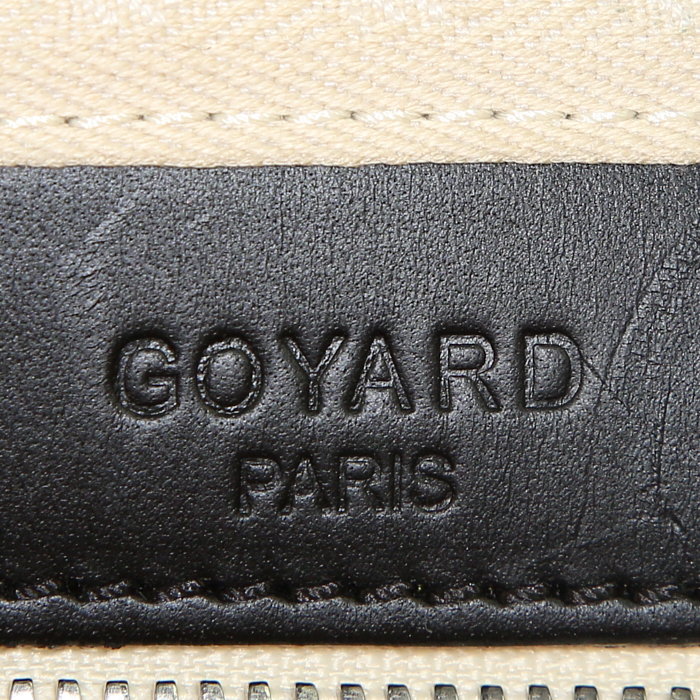 Sac de voyage Goyard Boeing 45 en toile Goyardine noire et cuir noir - Detail D3