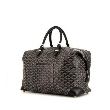 Borsa da viaggio Goyard Boeing 45 in tela Goyardine nera e pelle nera