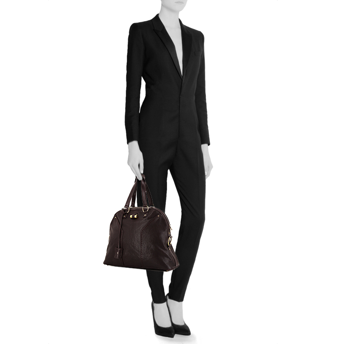 Yves Saint Laurent Muse large model handbag in burgundy leather - Detail D1