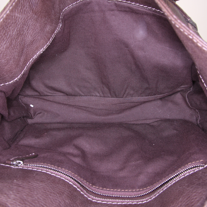 Shopping bag Chloé Paddington in pelle martellata marrone - Detail D2