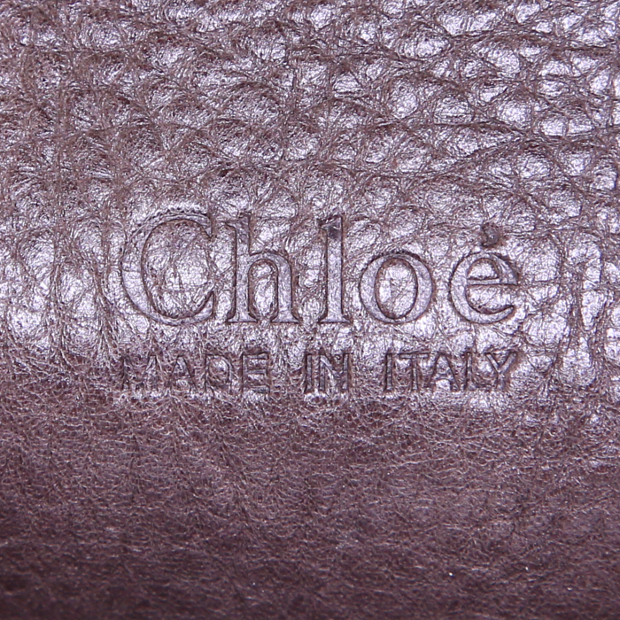 Sac cabas Chloé Paddington en cuir grainé marron - Detail D3