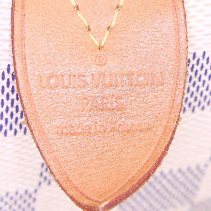 Louis Vuitton Speedy 35 handbag in azur damier canvas and natural leather - Detail D3