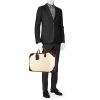 Bolsa de viaje Hermès Victoria en lona beige y cuero marrón - Detail D1 thumbnail