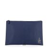 Pouch in blue leather - 360 thumbnail