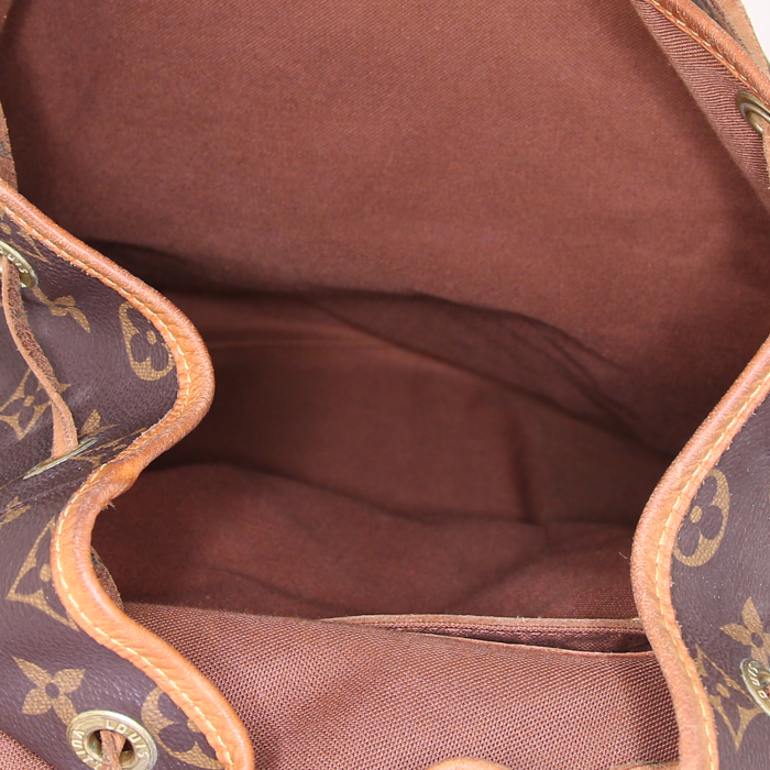 Sac à dos Louis Vuitton Montsouris grand modèle en toile monogram marron et cuir naturel - Detail D2