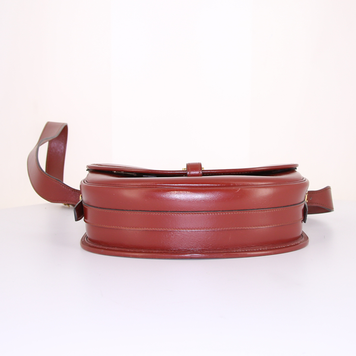 Sac porté épaule Hermès Balle De Golf en cuir box rouge Pompéi - Detail D4