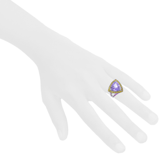 Mauboussin Tellement subtile pour toi ring in white gold,  amethyst and sapphires and in Rose de France amethyst - Detail D1