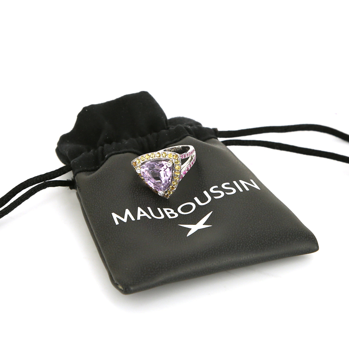 Anello Mauboussin Tellement subtile pour toi in oro bianco,  ametista e zaffiri e ametista rosa di Francia - Detail D2