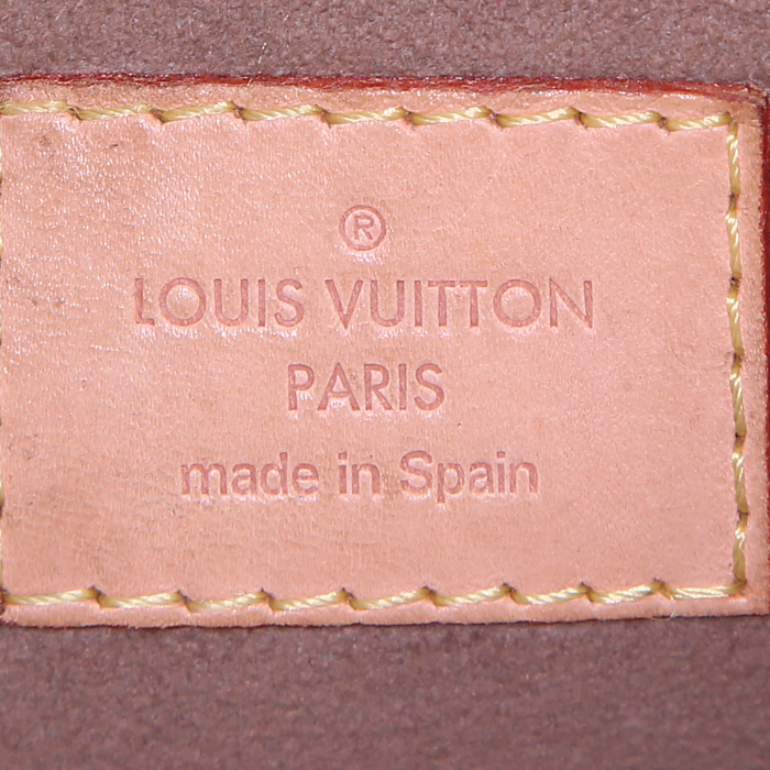 Sac à main Louis Vuitton Greta en toile monogram multicolore et noire et cuir naturel - Detail D3