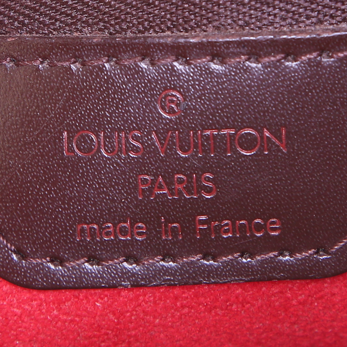 Louis Vuitton Hampstead shoulder bag in ebene damier canvas and chocolate brown leather - Detail D3