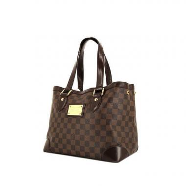 Borsa a spalla Louis Vuitton Hampstead in tela a scacchi ebana e pelle marrone cioccolato