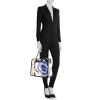 Balenciaga Blanket Square medium model handbag in blue and black leather - Detail D1 thumbnail