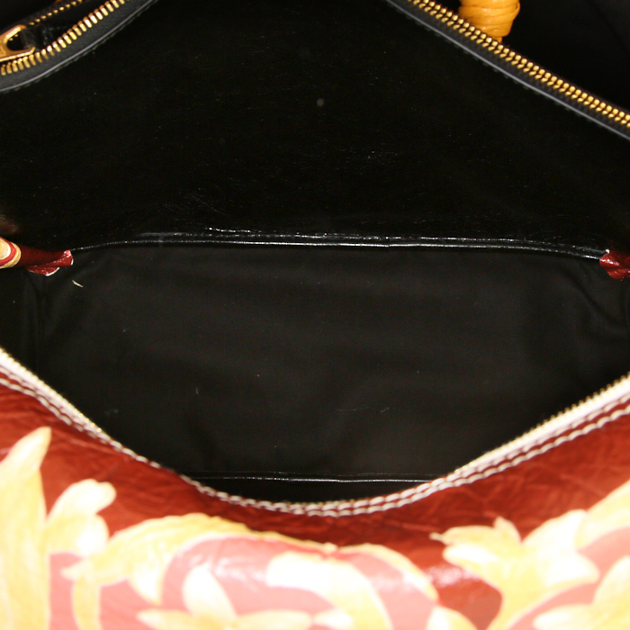 Borsa Balenciaga Blanket Square modello piccolo in pelle arancione a fiori - Detail D3