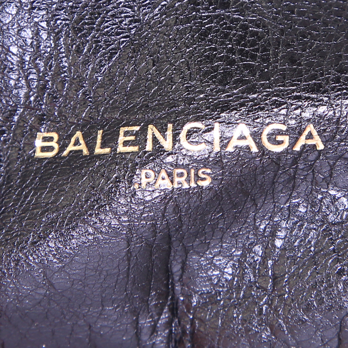 Mochila Balenciaga Drawstring en cuero negro - Detail D3