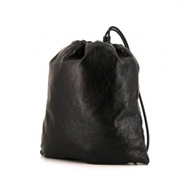 Zaino Balenciaga Drawstring in pelle nera
