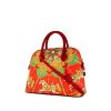 Hermes Bolide large model shoulder bag in red, green and yellow multicolor twill silk and red doblis calfskin - 00pp thumbnail