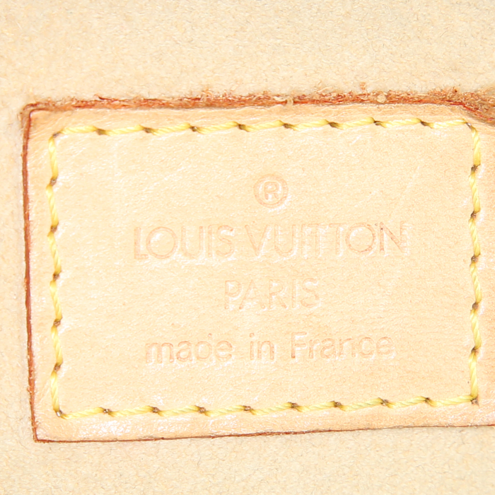 Borsa Louis Vuitton Manhattan modello piccolo in tela monogram marrone e pelle naturale - Detail D3