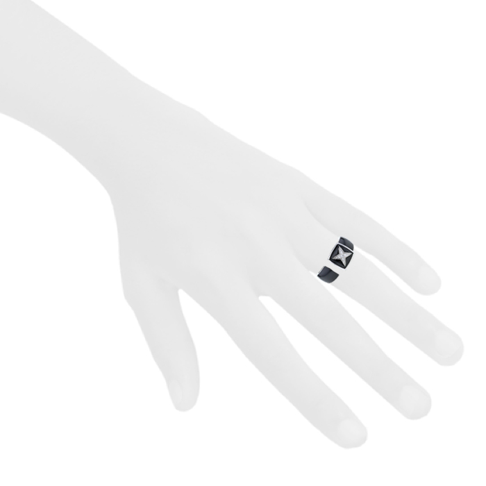 Bague Mauboussin Etoile Divine en or blanc,  diamants et céramique noire - Detail D1