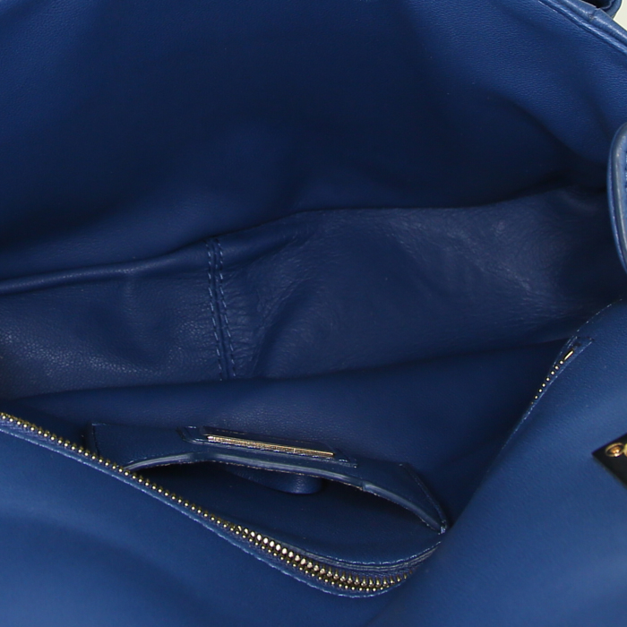 Borsa a tracolla Fendi Kan U in pelle blu - Detail D3
