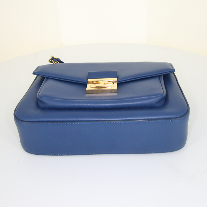 Borsa a tracolla Fendi Kan U in pelle blu - Detail D5