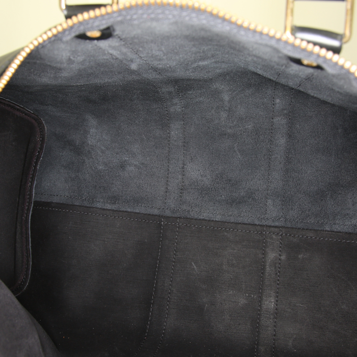 Louis Vuitton Keepall 45 travel bag in black epi leather - Detail D2