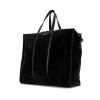 Balenciaga Bazar shopper shopping bag in black synthetic furr and black leather - 00pp thumbnail