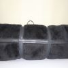 Balenciaga Bazar shopper shopping bag in black synthetic furr and black leather - Detail D4 thumbnail