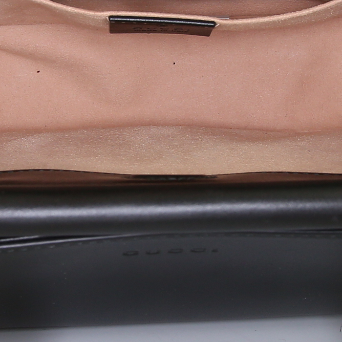 Bolso bandolera Gucci Nymphaea en cuero negro y rojo y bambú - Detail D3