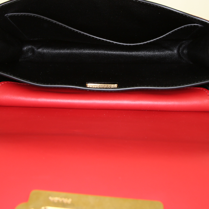 Borsa a tracolla Prada Cahier in pelle bicolore rossa e nera - Detail D2