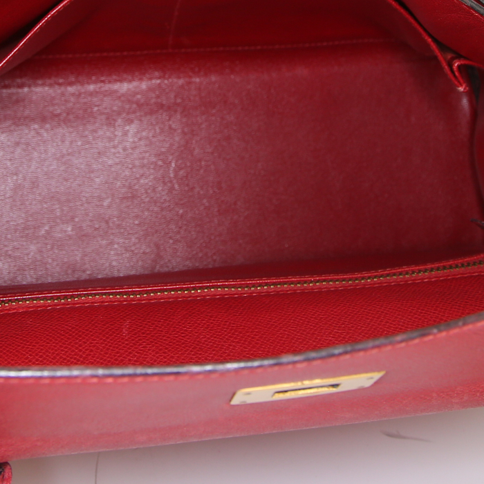 Bolso de mano Hermes Kelly 32 cm en cuero Courchevel rojo - Detail D3