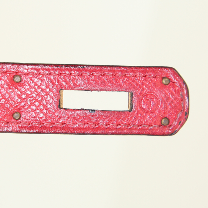 Hermes Kelly 32 cm handbag in red Courchevel leather - Detail D5