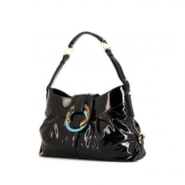 Bolso para llevar al hombro o en la mano Bulgari Chandra en charol negro