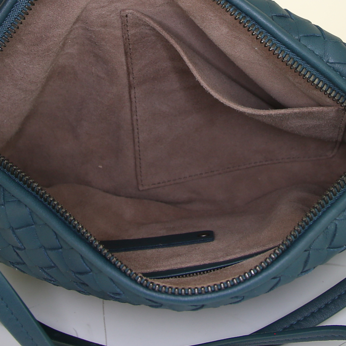 Borsa a tracolla Bottega Veneta Nodini in pelle intrecciata blu - Detail D2