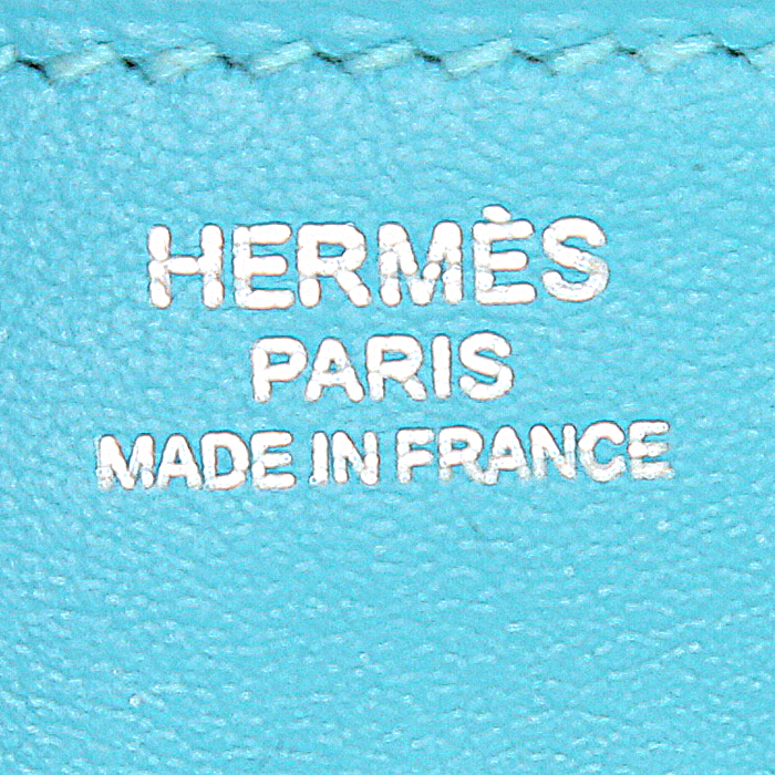 Sac à main Hermes Birkin 25 cm en cuir Swift bleu - Detail D3