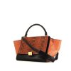 Celine Trapeze medium model handbag in orange python and black leather - 00pp thumbnail