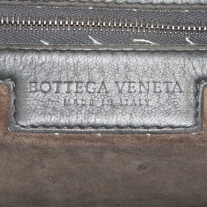 Bolso bandolera Bottega Veneta Nodini en cuero intrecciato gris - Detail D3