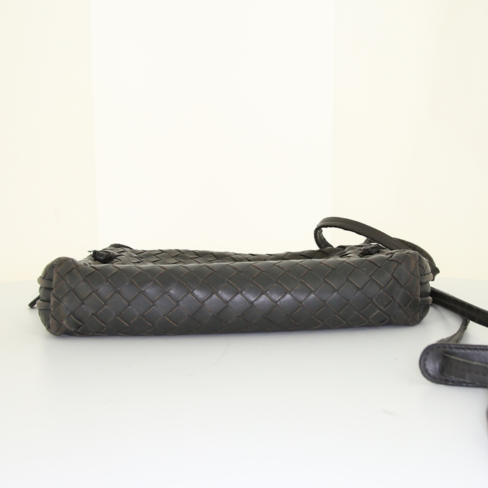 Borsa a tracolla Bottega Veneta Nodini in pelle intrecciata grigia - Detail D4