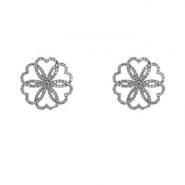 Paire de boucles d'oreilles Rosace Poiray en or blanc et diamants